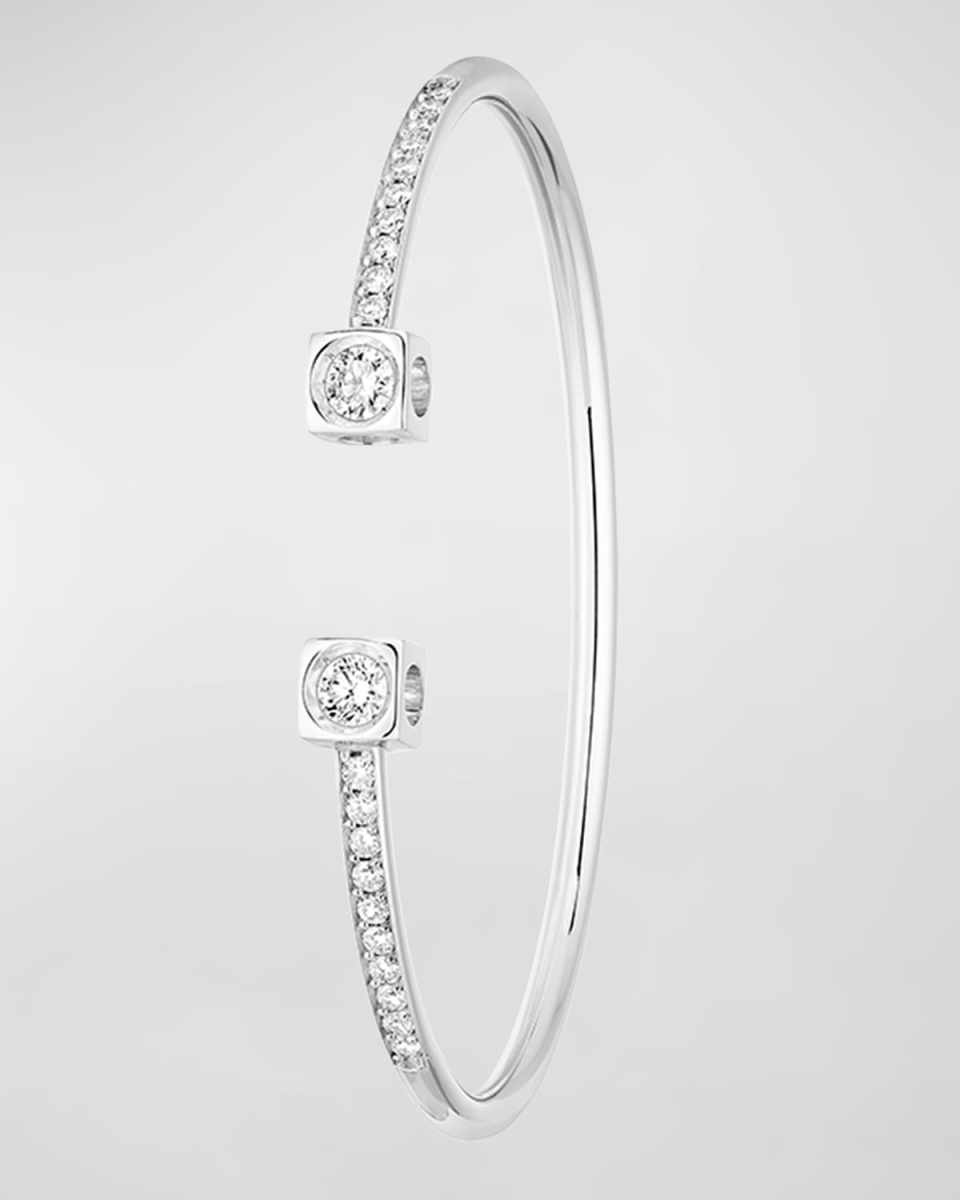 White Gold Le Cube Large Diamond Accent Cuff Bracelet